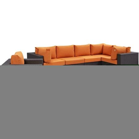 MODWAY FURNITURE Convene Outdoor Patio Sectional Set, Espresso Orange, 7Pk EEI-2157-EXP-ORA-SET